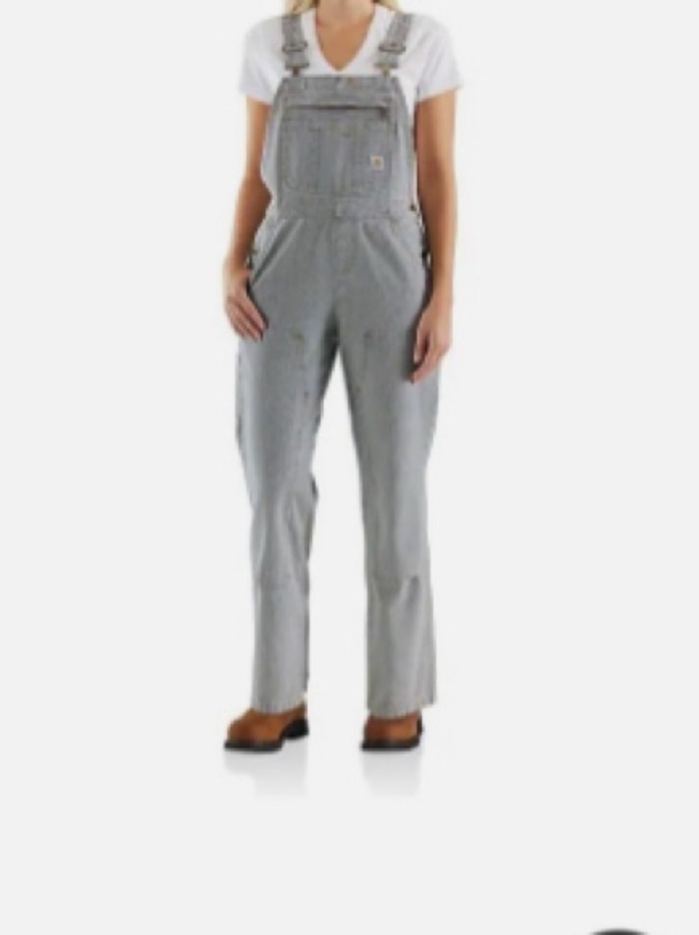 Carhartt Women's Light Gray Pinstripe Denim Overalls Railroad stripe